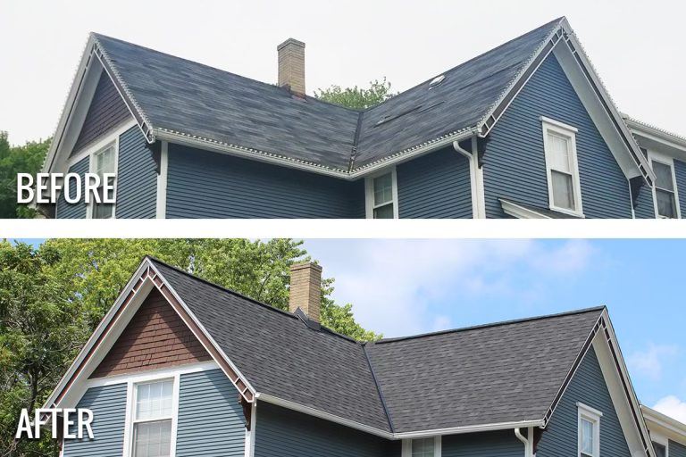 before/after on a roof